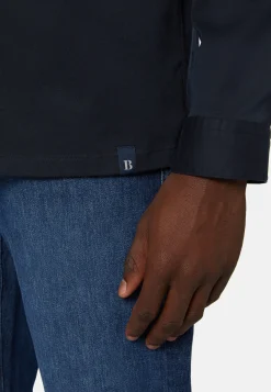 Camicia Over Camp Navy In Cotone Tencel