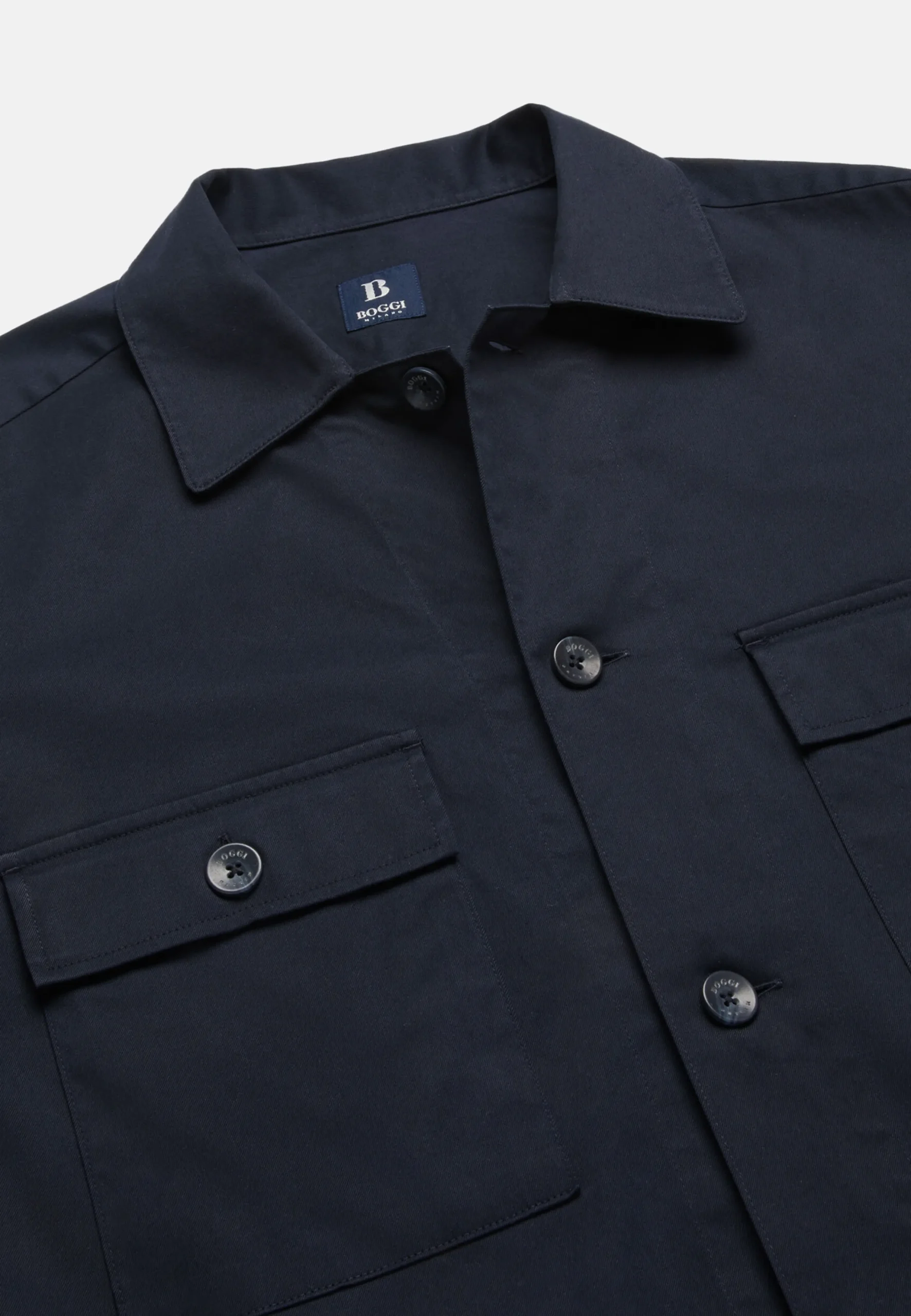 Camicia Over Camp Navy In Cotone Tencel