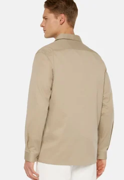 Camicia Over Camp Navy In Cotone Tencel