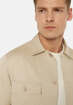 Camicia Over Camp Navy In Cotone Tencel