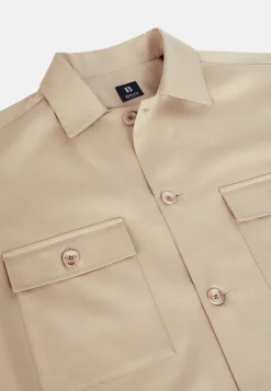 Camicia Over Camp Navy In Cotone Tencel