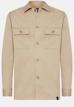 Camicia Over Camp Navy In Cotone Tencel