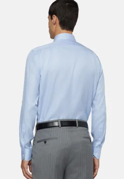 Camicia Pied De Poule Azzurra In Cotone Regular