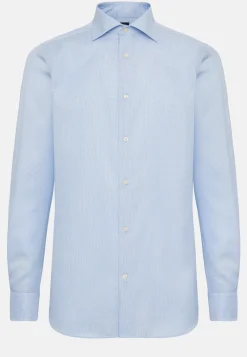 Camicia Pied De Poule Azzurra In Cotone Regular