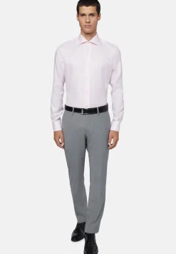 Camicia Rosa In Cotone Dobby Slim Fit