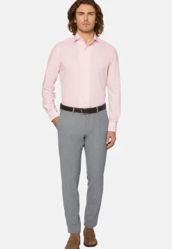 Camicia Rosa In Cotone Dobby Regular Fit