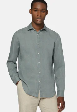 Camicia Rosa In Lino Regular Fit