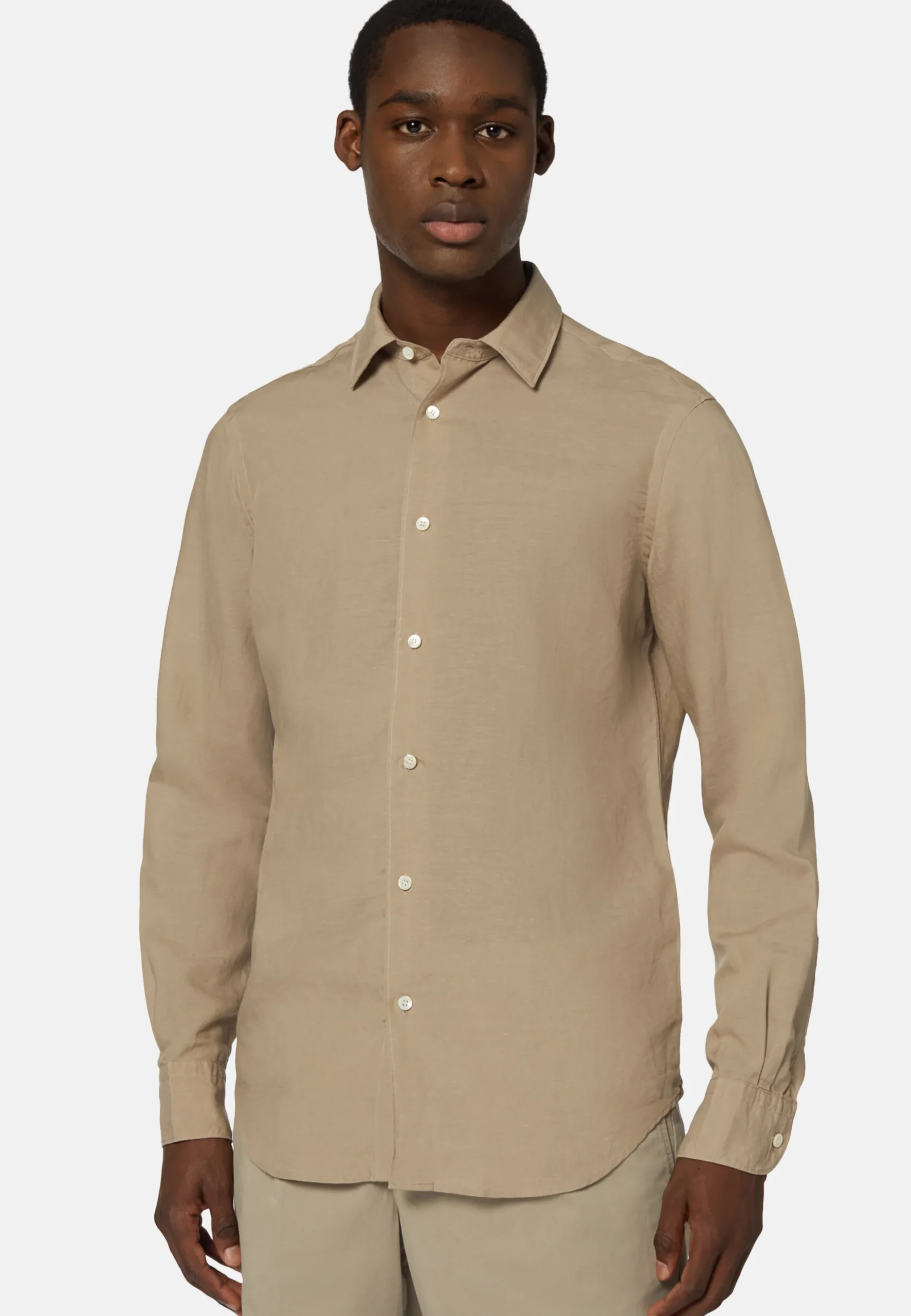 Camicia Sabbia In Tencel Lino Regular Fit