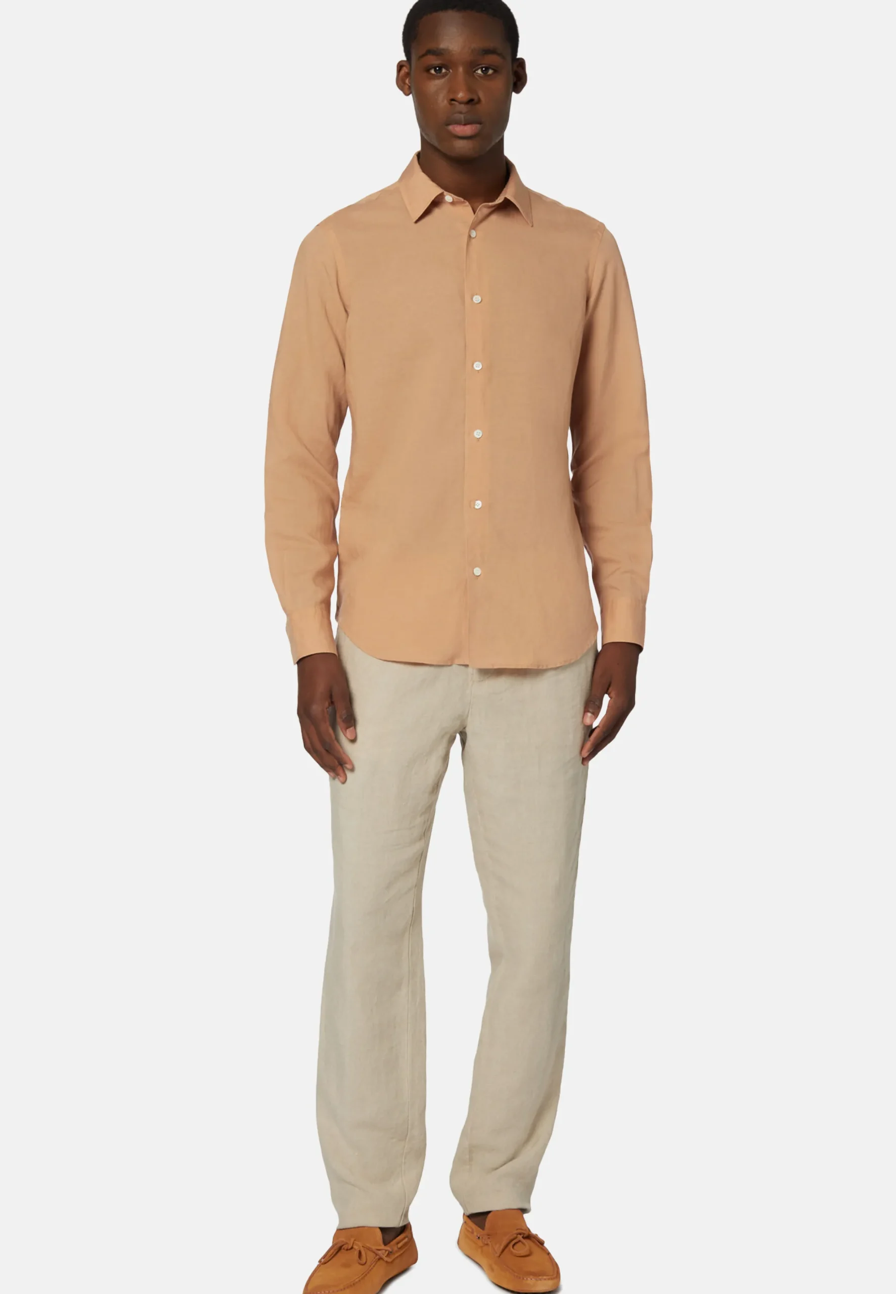 Camicia Sabbia In Tencel Lino Regular Fit