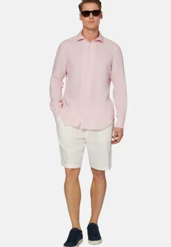 Camicia Tortora In Lino Regular Fit