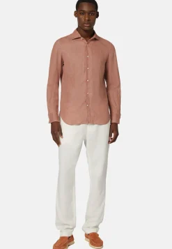 Camicia Tortora In Lino Regular Fit