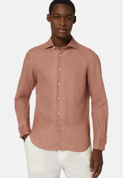 Camicia Tortora In Lino Regular Fit