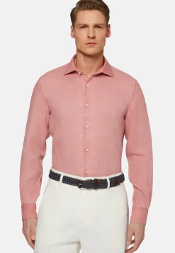 Camicia Tortora In Lino Regular Fit
