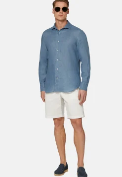 Camicia Tortora In Lino Regular Fit