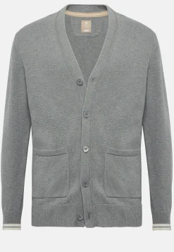 Cardigan Di Maglia Grigio In Cotone Organico
