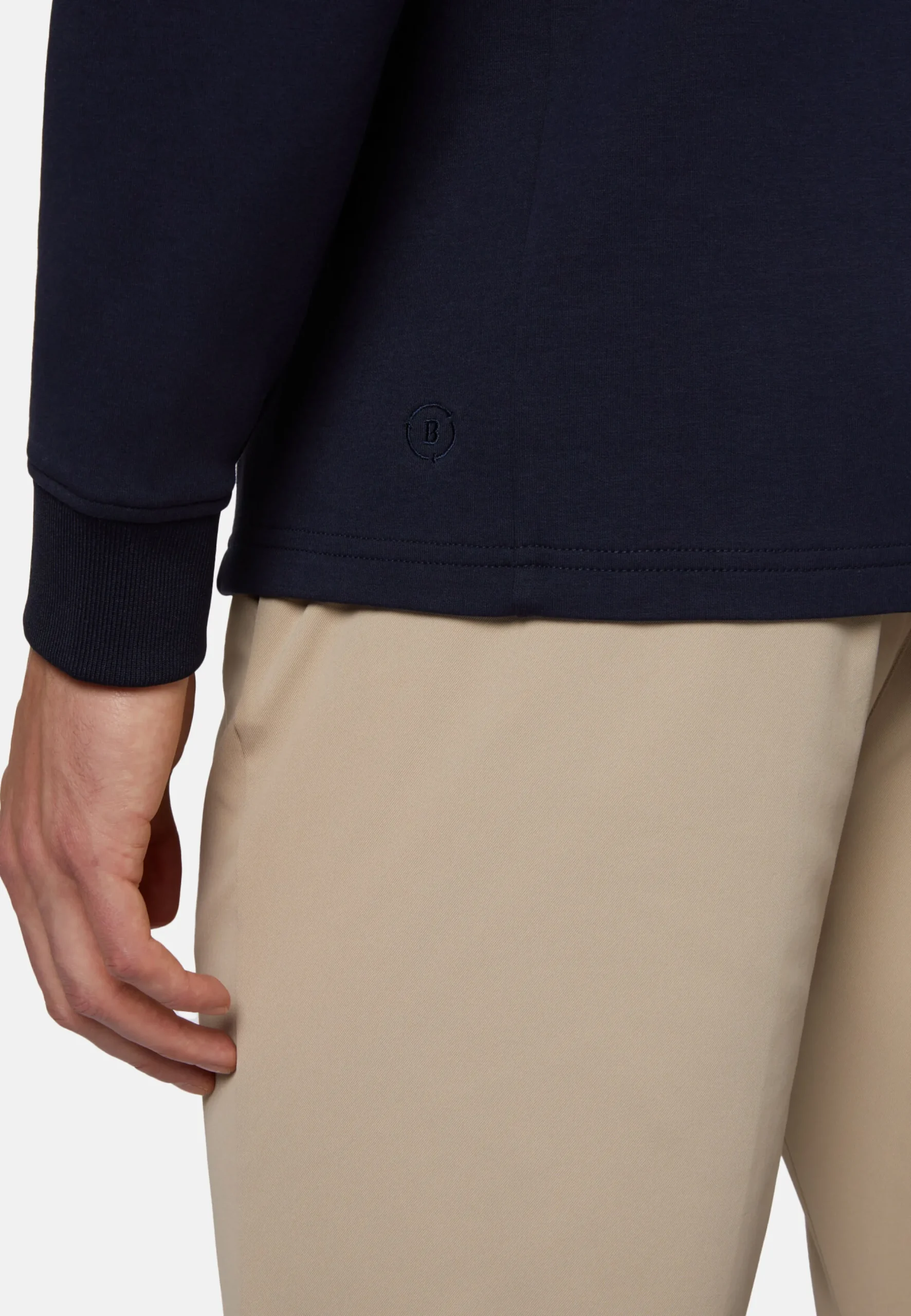 Felpa Con Full Zip In Light Scuba Riciclato