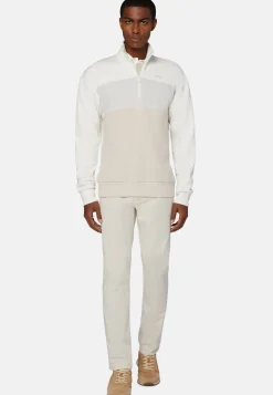 Felpa Mezza Zip In Misto Cotone Organico