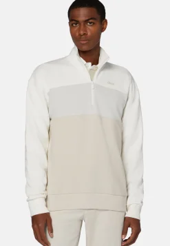 Felpa Mezza Zip In Misto Cotone Organico