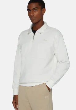 Felpa Mezza Zip In Misto Cotone Organico