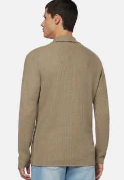 Giacca Doppiopetto Di Maglia Tortora In Cotone