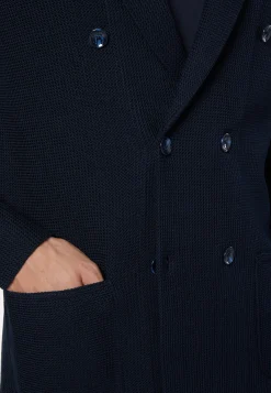 Giacca Doppiopetto Di Maglia Tortora In Cotone