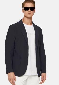 Giacca Navy Blu In Nylon Elasticizzato B Tech