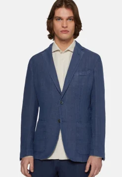 Giacca Navy Blu In Puro Lino