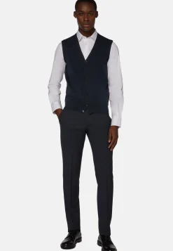 Gilet Di Maglia Navy In Cotone Pima