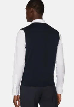 Gilet Di Maglia Navy In Cotone Pima