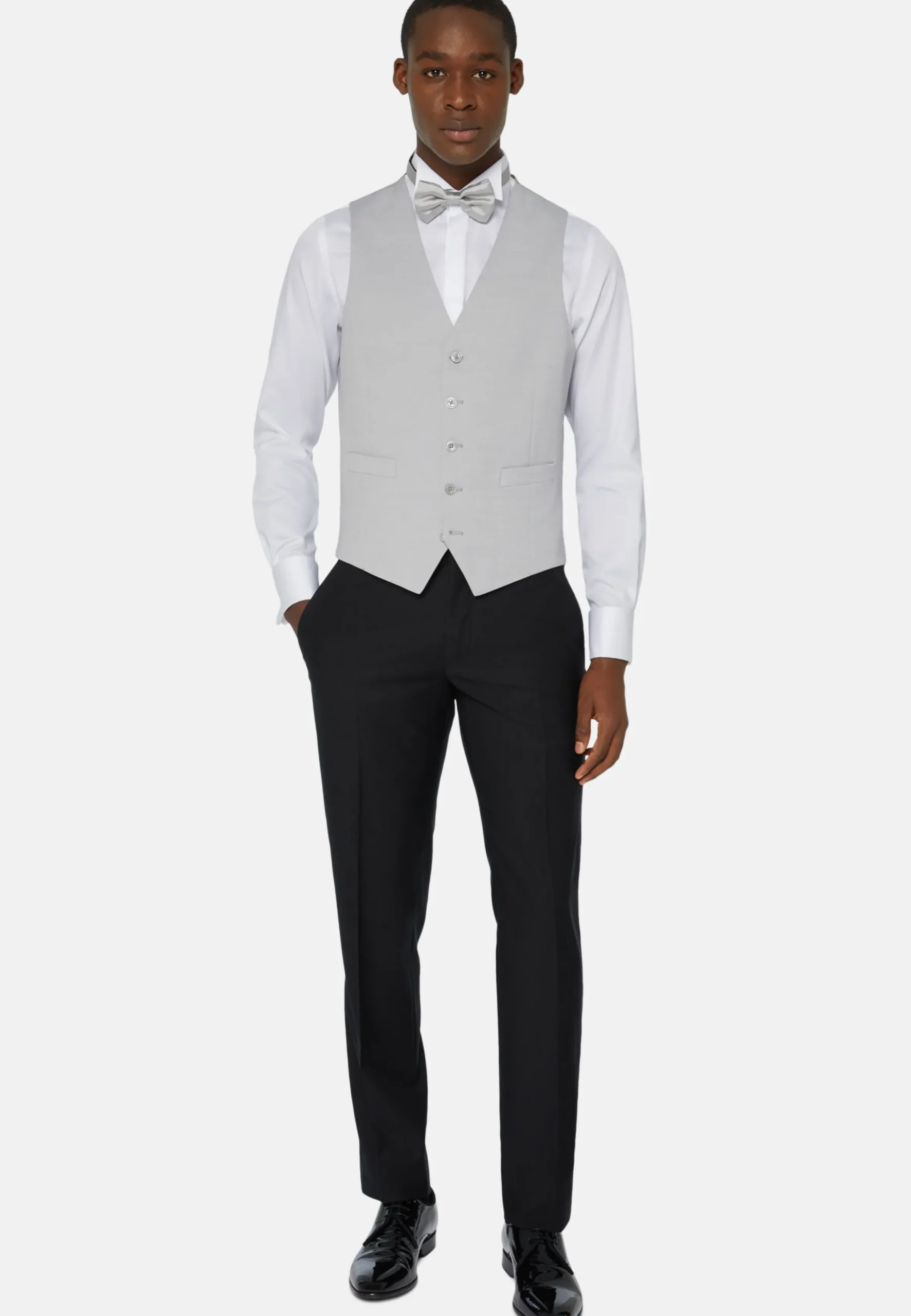 Gilet Grigio Perla In Misto Lana