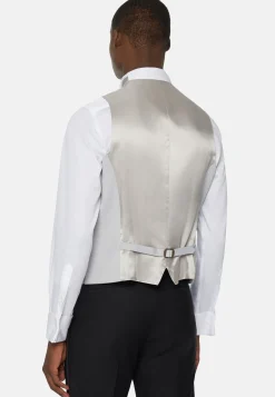 Gilet Grigio Perla In Misto Lana