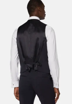 Gilet Navy In Saglia Di Lana Elasticizzata