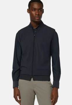 Gilet Nero In Maglia Riciclata E Jersey Tecnico