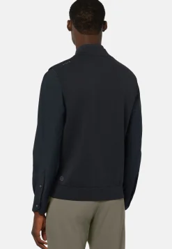 Gilet Nero In Maglia Riciclata E Jersey Tecnico