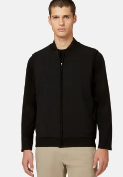 Gilet Nero In Maglia Riciclata E Jersey Tecnico