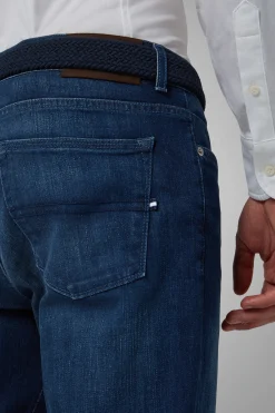 Jeans In Denim Elasticizzato Blu Medio