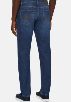 Jeans In Denim Elasticizzato Blu Medio