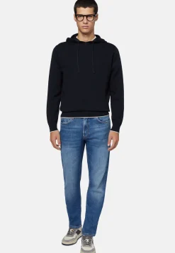 Maglia Con Cappuccio Navy In Cotone