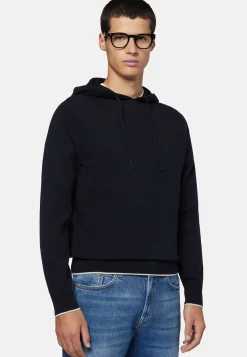 Maglia Con Cappuccio Navy In Cotone