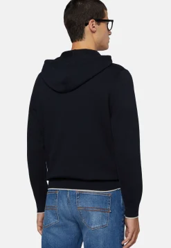 Maglia Con Cappuccio Navy In Cotone