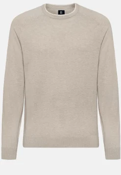 Maglia Girocollo Azzurra In Cotone Seta Cashmere