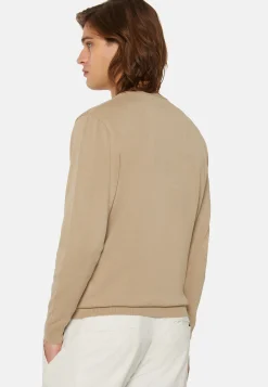Maglia Girocollo Beige In Cotone Pima