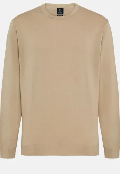Maglia Girocollo Beige In Cotone Pima