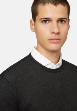 Maglia Girocollo Marrone In Cashmere Superfine