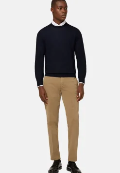 Maglia Girocollo Marrone In Cashmere Superfine