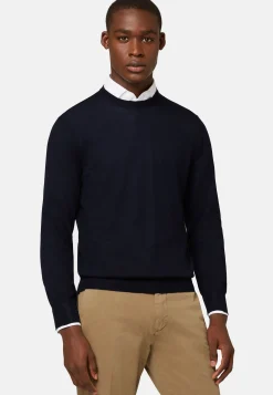 Maglia Girocollo Marrone In Cashmere Superfine