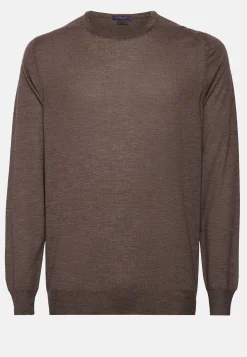 Maglia Girocollo Marrone In Cashmere Superfine
