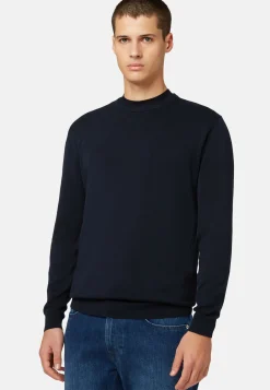 Maglia Girocollo Navy In Cotone Pima