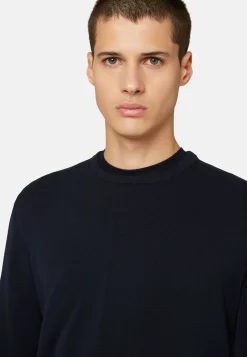 Maglia Girocollo Navy In Cotone Pima