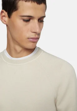 Maglia Girocollo Navy In Cotone Seta Cashmere